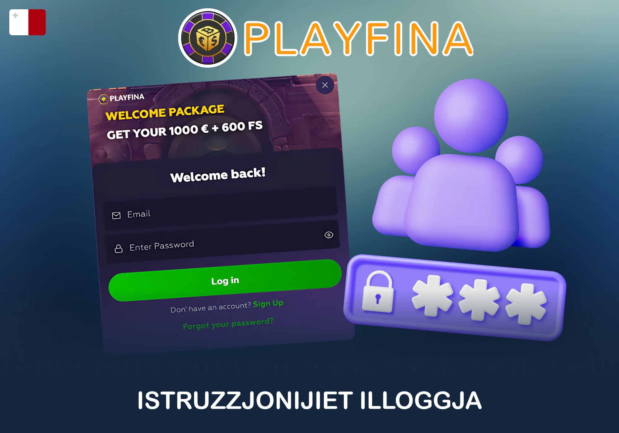 Kif tidħol fil-kont tiegħek ta' Playfina f'Malta